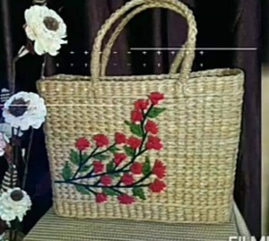 Bolso de jacinto de agua de verano, bolso tejido a mano, playa, mar, paja, rectángulo redondo, hombro, correas de cuero, bolso de ratán para exportar - Product Image 3