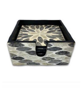 Square Mother Of Pearl Coasters With Storage Box Handcrafted Shell Inlay Modern <b>Table</b> <b>Protection</b> OEM ODM Vietnamese Artisans - Product Image 5