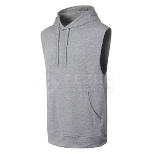 Couleur unique Concevez Votre Propre Street Wear Hommes Sweats à capuche sans manches Séchage rapide Logo imprimé personnalisé Hommes Sweats à capuche sans manches - Product Image 1