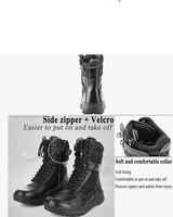 Bottes de randonnée et de travail pour hommes QUICK WAY INDUSTRIES, en cuir noir, style tactique, fermeture à lacets, modèle QWI-02-51101