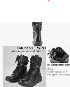 Bottes tactiques noires pour hommes, fermeture éclair latérale, chaussures de randonnée et de travail en plein air - Product Image 5