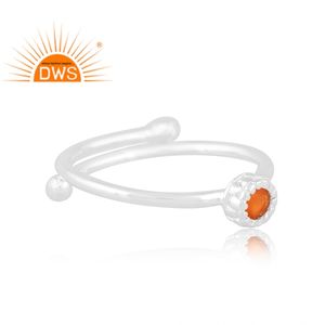 Anillo apilable de piedras preciosas cornalina natural de plata de ley fina de última tendencia, fabricante de joyería personalizada - Product Image 3