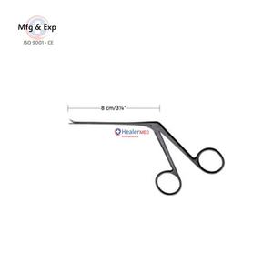 Micro fórceps para los oídos doblados hacia arriba Instrumentos de acero inoxidable con revestimiento negro para cirugía de oreja, nariz y garganta Fuente de alimentación manual - Product Image 1