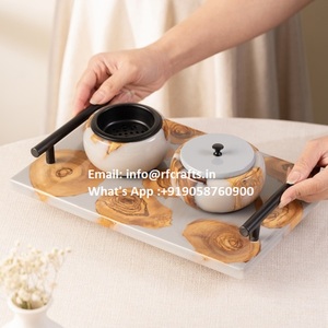 Caja de quemador Bakhoor con incrustaciones de resina de madera y bandeja Soporte de luz en T Quemador Bakhoor de madera india y epoxi Quemador Oud Bakhoor - Product Image 6