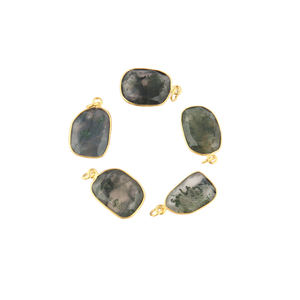 Conector de bisel de ágata de musgo Natural, conector colgante de fianza única, colgante de dijes diy para fabricación de joyas - Product Image 1
