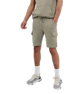 Ensemble sweat à capuche et short uni 100% coton de haute qualité pour hommes avec fermeture à glissière Survêtement cargo d'hiver avec motif uni - Product Image 4