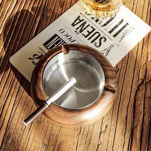 Ceniceros cuadrados de madera elegante diseño clásico antiguo portátil para el logotipo personalizado de la oficina en casa y para regalar - Product Image 6