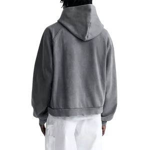 Sweats à capuche vintage délavés à l'acide pour l'hiver pour hommes, en mélange de coton vieilli, surdimensionné, lavé à la pierre. - Product Image 3