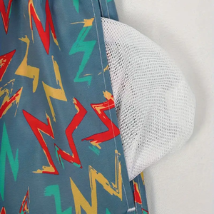 กางเกงขาสั้นลำลองเอวสูงสำหรับผู้ชายผ้าฝ้ายพิมพ์ลายตาข่ายแบบผูกเชือกเป็นมิตรกับสิ่งแวดล้อมฤดูร้อนโลโก้ชายหาดสไตล์คาร์โก้ร้อนสำหรับยิม - Product Image 5