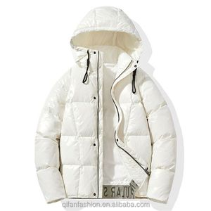 Piumino imbottito trapuntato spesso personalizzato di alta qualità per uomo colletto con cappuccio invernale in tessuto di tela - Product Image 4