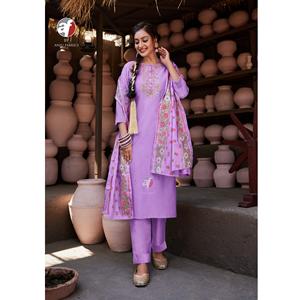 Maruti Fashion's Stylist New Launch Viscose by Nylon Top Bottom Chanderi Block Printed Dupatta Indian Pakistanais Clothing Export - Product Image 1