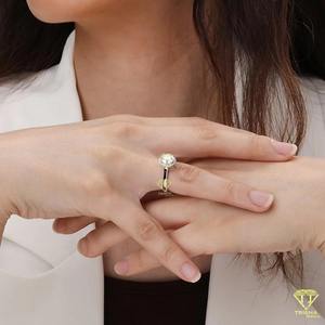 Meilleure qualité laboratoire cultivé bague de fiançailles or jaune rond brillant coupe pierre étincelante pour mariage anniversaire proposition cadeau - Product Image 4