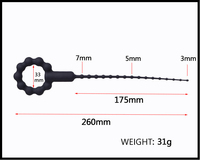 Vibromasseur urétral en silicone souple noir, type bâtonnet œil de cheval, pour stimulation électrique du gland et de l'urètre, pour masturbation masculine