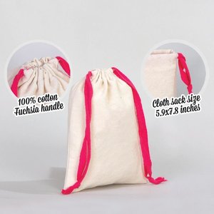 Bolsa de Tela con Cordón Color Fucsia, 6 Ancho x 8 Alto, Logotipo Personalizado, Impresión Serigráfica en Algodón Orgánico, para Empaque y Promociones - Product Image 3