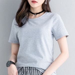 Venta al por mayor a granel camisas de manga corta de alta calidad 100% algodón cuello redondo cuello en V mujeres camiseta en blanco con etiqueta privada - Product Image 3