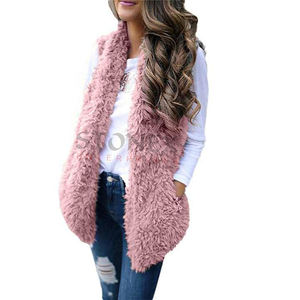 เสื้อกั๊กขนปุยสไตล์ลำลองของผู้หญิงเสื้อกั๊กขนเทียมแบบถักสำหรับใส่ด้านนอกโลโก้ - Product Image 1