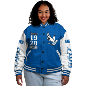 Zeta Phi Beta 1920 ZPB Varsity Blue White Letterman Jacket Sorority Greek Life Chenille Patch Founders Style Coat - Product Image 1