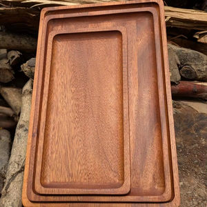 ถาดรองจานใส่ขนมและผลไม้สำหรับตกแต่งบนโต๊ะอาหารทรงสี่เหลี่ยมผืนผ้าทำจากไม้เนื้อแข็งแท้ธรรมชาติถาดเสิร์ฟกาแฟถาดเสิร์ฟสำหรับคาเฟ่ - Product Image 1