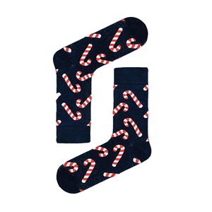 Black Candy Cane Patterned Christmas Stocking Holiday Supplies for Festive Decorations - Product Image 1