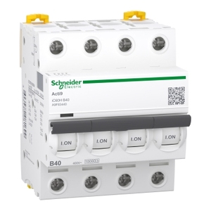 เบรกเกอร์ขนาดเล็ก Schneider Electric A9F83440 Acti9 IC60H 4P 40A แบบ B Curve 10000A (IEC/EN 60898-1) 15kA - Product Image 1