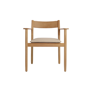 Fauteuil de salle à manger d'extérieur en teck moderne avec coussin - Product Image 1