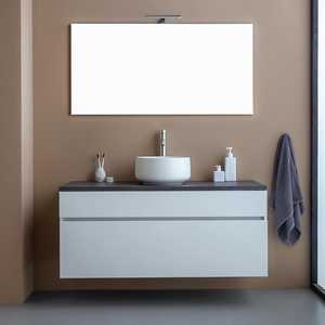 120cm White <b>Wood</b> Bathroom Vanity <b>Unit</b> with Anthracite Shanghai Top - Product Image 2
