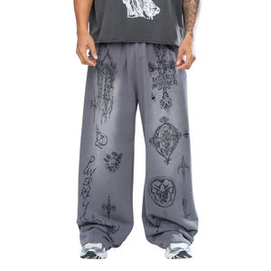 Pantalon de survêtement baggy surdimensionné unisexe avec taille élastique et cordon de serrage 2025 Pantalon de survêtement baggy tendance - Product Image 1