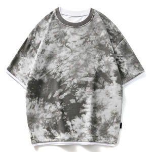 Camiseta personalizada de talla grande para hombre, informal, sólida, con tinte de corbata, manga corta, hombros sueltos, top de gran tamaño, servicio OEM disponible - Product Image 1