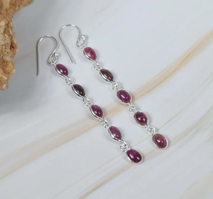 Boucles d'oreilles Tourmaline rose en argent Sterling 925 5 boucles d'oreilles crochet de pierre bijoux faits à la main cadeau d'anniversaire prix de gros - Product Image 2