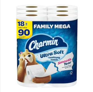 Papier toilette absorbant jetable ultra doux de qualité supérieure, 18 méga rouleaux familiaux |   90 rouleaux standard pour la vente en gros - Product Image 1
