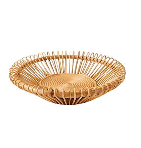 High Quality Round Rattan Tray Basket Luxury Boho Style Handwoven <b>Bowls</b> for Fruits <b>Snacks</b> Food Server <b>Bowl</b> - Product Image 4