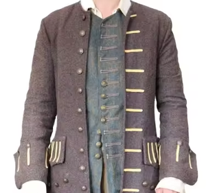 Clients d'automne grande taille 100% manteaux de laine à manches longues robe traditionnelle du 18ème siècle en gris pour les scènes en plein air - Product Image 6