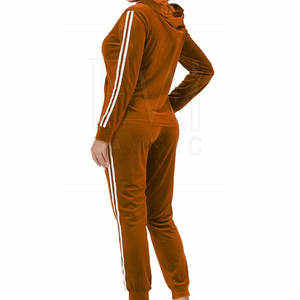 Ensemble de survêtement court en satin de coton pour femmes, 2 pièces, uni, à capuche, polyester/coton, respirant, jogging d'hiver pour adultes - Product Image 2