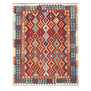 Alfombra Kilim de Maimana, Afganistán, 248 x 199 cm, Textil para el Hogar, Alfombra Afgana Tradicional Hecha a Mano - Product Image 1