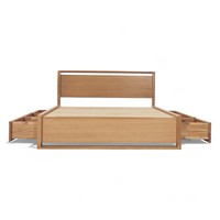 Lit d'eau en teck de style moderne du milieu du siècle, taille King & Queen, avec tiroirs de rangement pour la chambre à coucher