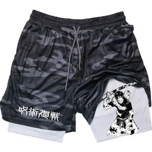 <b>Anime</b> Performance <b>Shorts</b> Printed Men GYM Casual Sports <b>Shorts</b> Workout Running Mesh 2 in 1 Sport <b>Short</b> Pants - Product Image 2