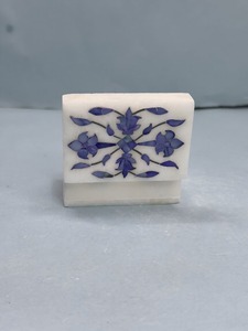 Boîte à bijoux en marbre bleu moderne avec motif floral et forme carrée | Solution de stockage et de cadeau élégante en gros - Product Image 5