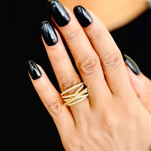 แหวนเพชรครอสโอเวอร์สีทอง14K. - Product Image 1