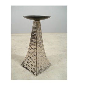 <b>Hammered</b> Nickel Metal Candle Pillar <b>Holder</b> for Home Party New Year Decoration Item - Product Image 1
