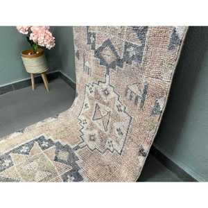 3x11.5 ft Turkish Rug, Herki Rug, <b>Brown</b> Ombr Rug <b>Wool</b> - Product Image 2