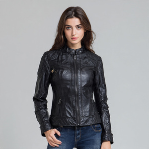 แจ็กเก็ตหนังมอเตอร์ไซค์สำหรับผู้หญิง, แจ็คเก็ตหนัง PU สำหรับขี่มอเตอร์ไซค์ - Product Image 3