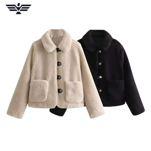 Hợp Thời Trang Phụ Nữ Mùa Đông Teddy <span class=keywords><strong>Sherpa</strong></span> Lông Cừu Áo Khoác Ấm Cúng Áo Khoác Với Túi Quá Khổ Và Nút Đóng Cửa Ấm Áp Áo Khoác Mùa Đông Mùa Thu - Product Image 4