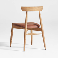 Chaise de salle à manger rétro en teck cadre en bois massif avec rembourrage