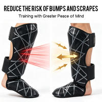 Protège-tibias de boxe personnalisés en PU pour adultes – Protection professionnelle légère avec protection du cou-de-pied et de la cheville pour Muay Thai et MMA – OEM ODM