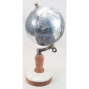 ลูกโลกทองเหลืองโบราณตกแต่งโลกโบราณสำหรับบ้านสำนักงานฐานไม้และหินอ่อนผลิตภัณฑ์ตกแต่งบ้าน - Product Image 6