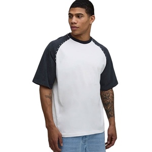 No MOQ High Quality Summer T-Shirts Men Reglan Sleeves Plus Size Loose Fit T-Shirt <b>Down</b> Shoulder 100% Knitted Fabric Blank - Product Image 4
