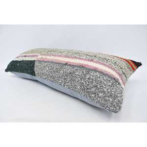 Luxe 16x36 pouces Vintage vert rayé laine oreiller traditionnel tissé décoratif Accent pour salon literie Portable - Product Image 5