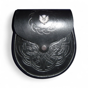 Geoffrey SCOTTISH THISTLE DAY SPORRANS Calidad Premium 100% Cuero de vaca Hombres Adulto Negro Formal Scottish Kilt Jacket - Product Image 2