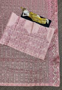 Vente en gros Pièce Nouveau Peach Couleur Designer Séquence Georgette Travail Saree Pour femmes Tenue de Fête Tenue pour Occasion Spéciale - Product Image 2