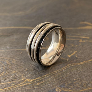 8.0 Grams <b>Silver</b> Spinner <b>Ring</b> Fashionable Trendy 18K Gold Plated Inlay Cluster Finger Jewelry Gift - Product Image 1